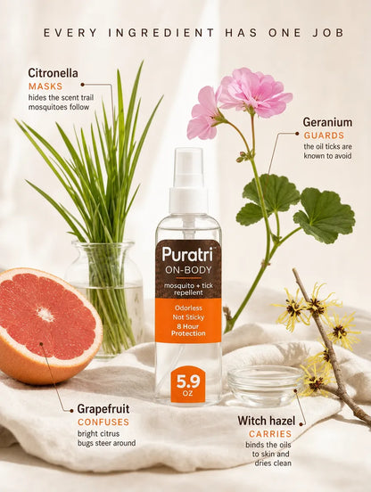 Puratri On-Body Tick & Mosquito Repellent Spray