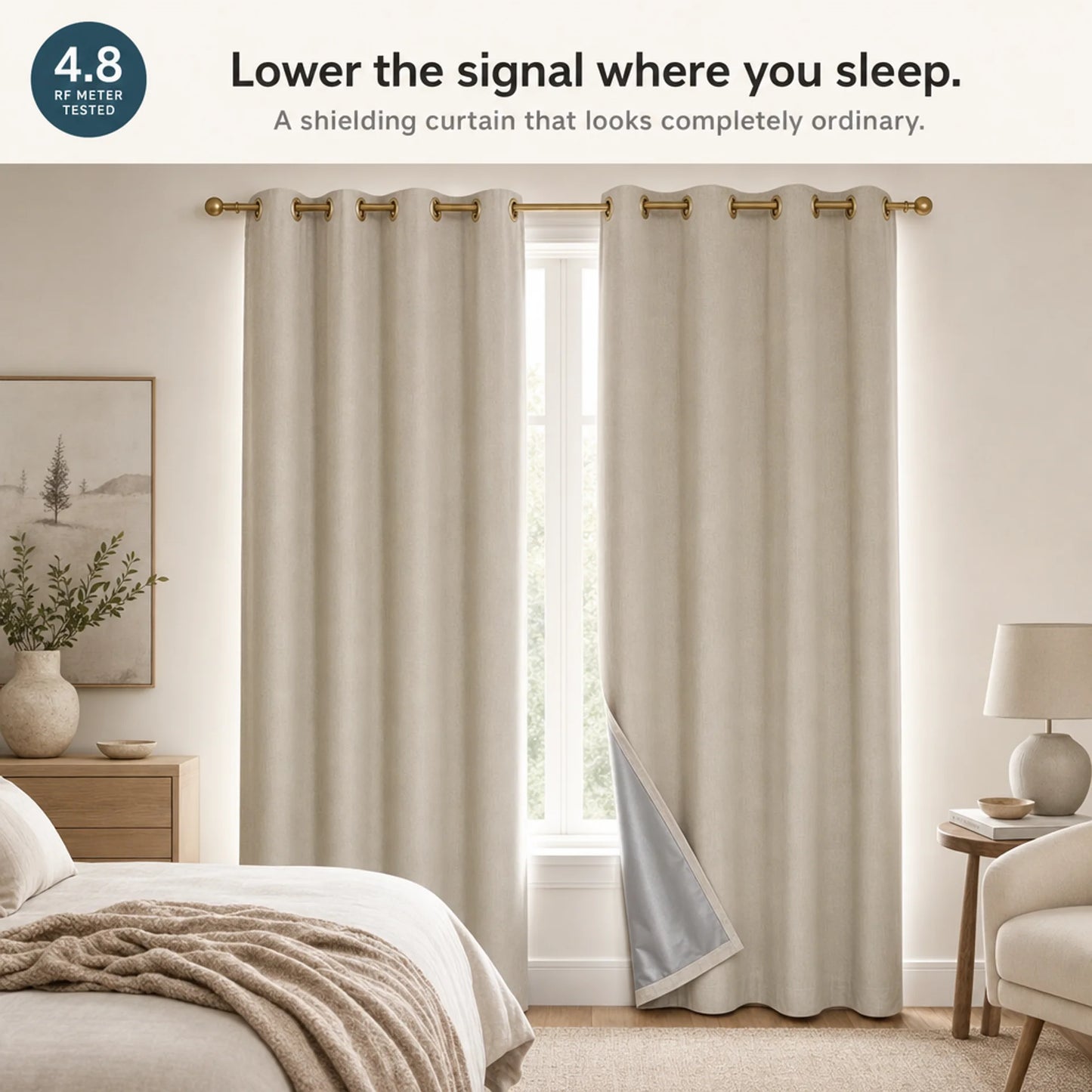Puratri RF-Shielding Curtain 52x83.5 Inch (135x210cm)